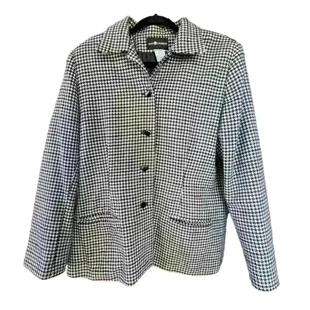 Sag Harbor Women's Blazer / Jacket / Black & White, Subtle Sparkle / Size 16